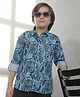 CRIMSOUNE CLUB Cotton Woven Full Sleeves Leaves Printed Shirt - Blue