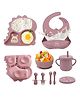 House of Quirk 100% Silicone Baby Feeding Set 9 Pcs Baby Bib Divided Plate Bowl Sippy Cup Spoons & Forks BPA-Free Soft & Safe Feeding Set for Babies & Toddlers - Maroon