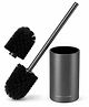 House of Quirk Premium Toilet Brush with 2 Replaceable Brush Heads Aluminum Handle & Holder Wall Mounted Bathroom Cleaning Brush with Durable Plastic Bristles - Grey