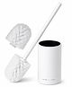 House of Quirk Premium Toilet Brush with 2 Replaceable Brush Heads Aluminum Handle & Holder Wall Mounted Bathroom Cleaning Brush with Durable Plastic Bristles - White