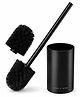 House of Quirk Premium Toilet Brush with 2 Replaceable Brush Heads Aluminum Handle & Holder Wall Mounted Bathroom Cleaning Brush with Durable Plastic Bristles - Black