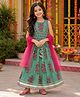 The Magic Wand Cambric Woven Lehenga Choli with Dupatta with Sleeveless and Laced Floral Print in Sea Green