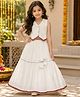 The Magic Wand Woven Sleeveless Contrast Lace Waistcoat Style Choli and Lehenga Set in White