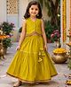 The Magic Wand Woven Sleeveless Contrast Lace Waistcoat Style Choli and Lehenga Set in Yellow