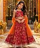 The Magic Wand Cambric Woven Flared Lehenga Choli and Dupatta with Sleeveless and Floral Print in Fuchsia for 2-3 Years