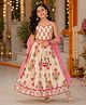 The Magic Wand Cambric Woven Choli and Lehenga with Dupatta with Sleeveless and Floral Print in Offwhite for 2-3 Years