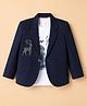Radutu Cotton Woven Full Sleeve Blazer With T-Shirt Dear Stud Patch - Navy Blue