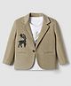 Radutu Cotton Woven Full Sleeve Blazer With T-Shirt Dear Stud Patch - Khaki