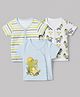 Babyhug 100% Cotton Interlock Knit Half Sleeves Jhablas With Dino Print Pack Of 3 - Blue Green & White