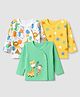 Babyhug 100% Cotton Interlock Knit Jhablas with Full Sleeves and Animal Print Pack of 3 - Yellow & White