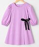 Hola Bonita 100% Cotton Woven Dress With Full Sleeves and Bow Tie in Lilac