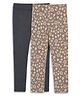 Kiggle 100% Cotton Knit Pack Of 2 Solid & Floral Printed Leggings - Multi Colour