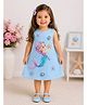 NAVKIYA G Neoprene Woven Sleeveless Mermaid Printed Sequins & Pearl Embellished Dress - Blue