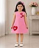 NAVKIYA G Neoprene Woven Sleeveless Heart Applique Detailed Pearl Embellished Dress - Pink