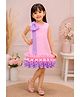 NAVKIYA G Neoprene Woven Sleeveless Bow Applique Frill Detailed Dress - Pink