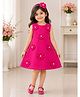 NAVKIYA G Neoprene Woven Sleeveless Floral Applique Detailed Dress - Magenta Pink