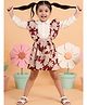 AJ Dezines Cotton Woven Floral Printed Pinafore Style Dress With Three Fourth Sleeves Top Set - Maroon & White