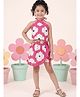 AJ Dezines Cotton Woven Sleeveless Floral Printed Coordinating Top & Skorts Set - Pink