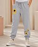NUSYL Cotton Blend Knit Bee Text & Floral Printed Joggers - Grey