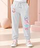 NUSYL Cotton Blend Knit Love Text & Bunny Printed Joggers - Grey