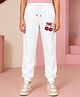 NUSYL Cotton Blend Knit Cherries Printed Joggers - White