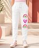NUSYL Cotton Blend Knit Rainbow & Heart Printed Joggers - White