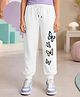 NUSYL Cotton Blend Knit Butterfly Printed Trackpant - White
