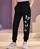 NUSYL Cotton Blend Knit Butterfly Printed Trackpant - Black