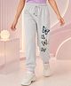 NUSYL Cotton Blend Knit Butterfly Printed Joggers - Grey
