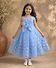 TOONYPORT Net Woven Sleeveless Floral Applique Detailed Dress - Blue