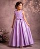 TOONYPORT Satin Woven Sleeveless Bow Applique Detailed Gown - Lavender