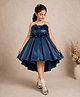 TOONYPORT Satin Woven Sleeveless Floral Applique Detailed Dress - Blue