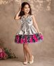 TOONYPORT Satin Woven Sleeveless Floral Applique Detailed Dress - Grey