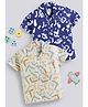 blushh berry Cotton Blend Woven Pack Of 2 Half Sleeves Abstract Printed Shirts - Blue & Cream