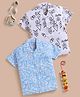 blushh berry Cotton Blend Woven Pack Of 2 Half Sleeves Abstract Printed Shirts - Blue & White