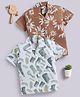 blushh berry Cotton Blend Woven Pack Of 2 Half Sleeves Floral & Abstract Printed Shirts - Brown & White