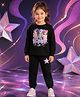 NUSYL Cotton Knit Full Sleeves Sweatshirt and Jogger with Full Length and K-pop Print in Black for 2-3 Years
