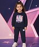 NUSYL Cotton Blend Full Sleeves Sweatshirt and Jogger with Girls Print in Navy Blue for 5-6 Years