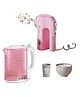 Zyamalox Mini Appliance set pink mixer machine toy for girls with jar, 2 cups, music, light and boiling effects, pretend bakery play set, interactive beauty set toy for kids