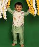 DULAAR Chanderi Woven Full Sleeves Solid Kurta & Pyjama With Horse Printed Jacket Set - Green