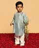 DULAAR Chanderi Woven Full Sleeves Peacock Printed Kurta & Pyjama Set - Sky Blue