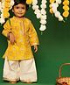 DULAAR Chanderi Woven Full Sleeves Floral Printed Lace Embellished Kurti & Palazzo Set - Yellow