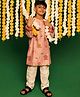 DULAAR Chanderi Woven Three Fourth Sleeves Floral Printed Kurta & Pyjama Set - Medium PInk