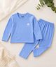 The little lookers Cotton Blend Knit Full Sleeves Sheep & Brand Name Printed Tee & Pants Thermal Set - Pink & Blue