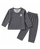 The Little Lookers Cotton Blend Knit Full Sleeves Brand Name & Bear Printed Vest & Pant Thermal Set - Grey