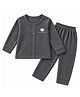 The Little Lookers Cotton Blend Knit Full Sleeves Sheep Printed Thermal Set - Grey