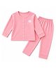 The Little Lookers Cotton Blend Knit Full Sleeves Sheep Printed Thermal Set - Pink