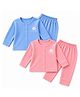 The Little Lookers Cotton Blend Knit Pack Of 2 Full Sleeves Brand Name Printed Vests & Pants Set - Pink & Blue