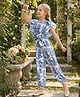 FOSTRIC Cotton Woven Sleeveless Toile Printed Jumpsuit - Blue