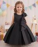FOSTRIC Satin Woven Sleeveless Bow Applique Detailed Gown - Black